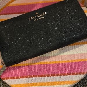 Kate Spade Black Wallet Sparkly Textured Finish